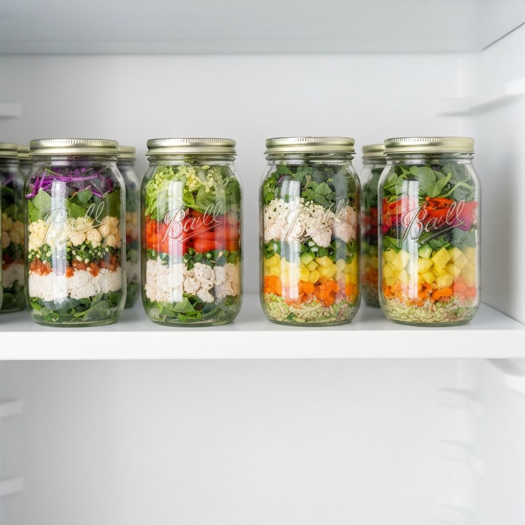 Variedade de saladas no pote